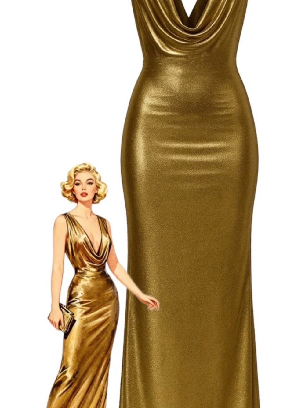 Alex Evenings Metallic Gold Maxi dress